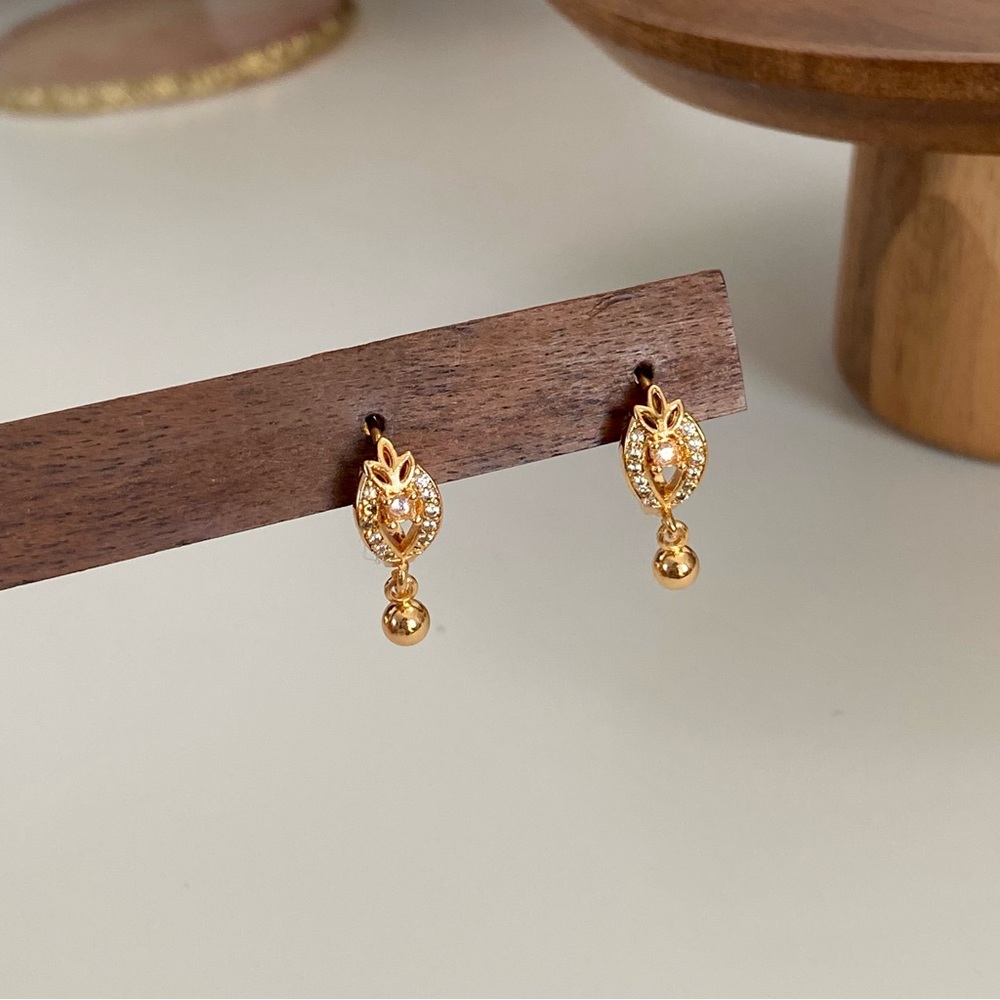 3/$20 18K Gold Plated Lotus Flower Huggies Bead Drop Hoop Earrings